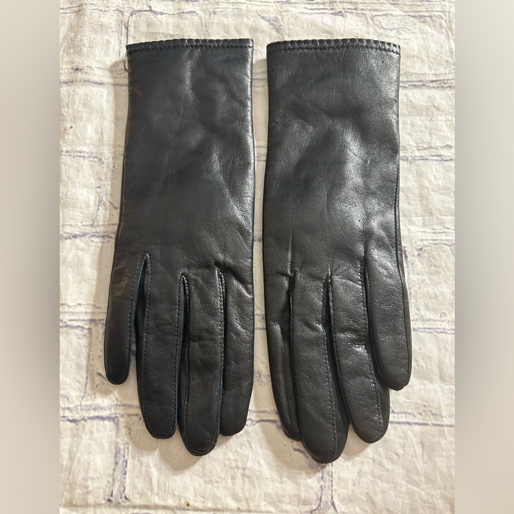 VINTAGE PHILIPPINES BLACK LEATHER LINED WOMEN’S GLOVES SIZE 6.5